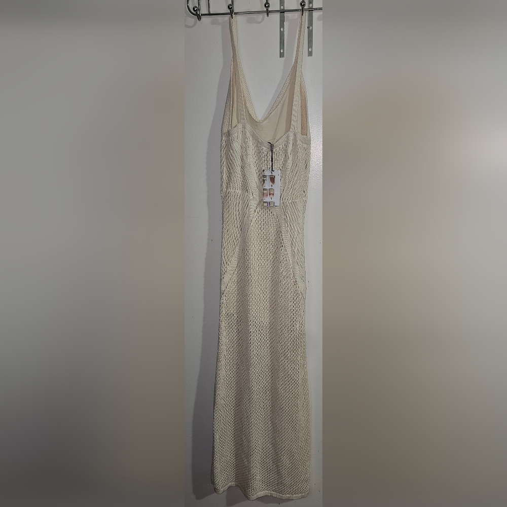 Stradivarius Cream Knit Midi Dress with Lining Size M NWT